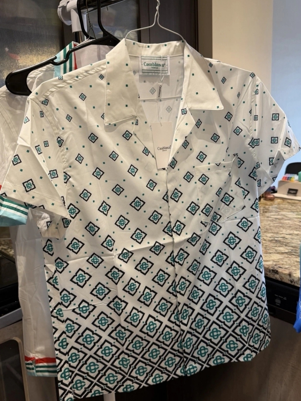 Casablanca SET White Geometric Print Short-Sleeve Shirt MEDIUM & LARGE